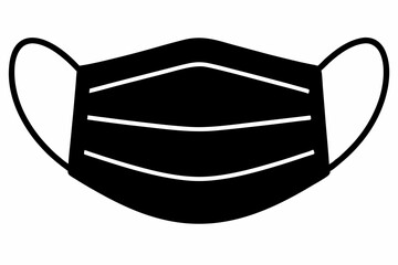 Surgical face mask vector silhouette, Face mask icon symbol

