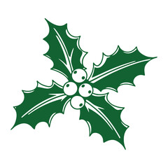 Classic Holly Berry Christmas Icon - Flat Vector Design.
