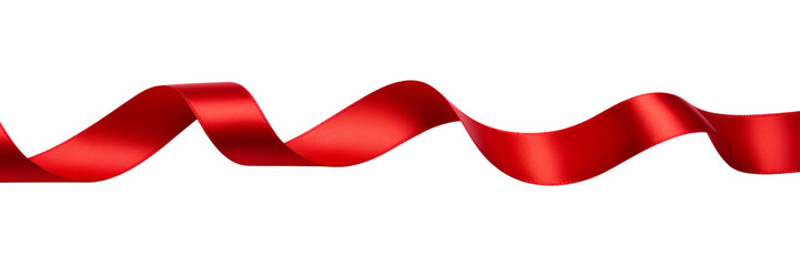 red ribbon bow border isolated on transparent background cutout