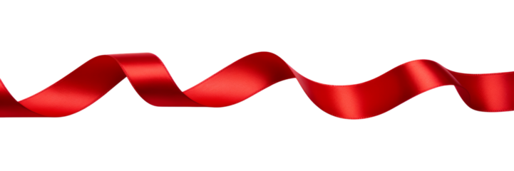 red ribbon bow border isolated on transparent background cutout