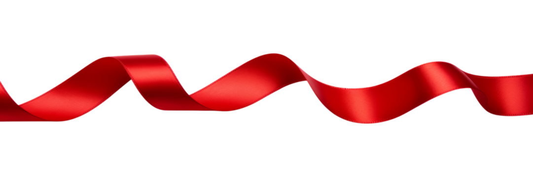 red ribbon bow border isolated on transparent background cutout