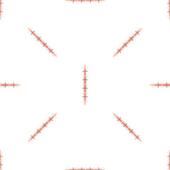 Surgical suture closing a wound creating a repeating pattern on a white background