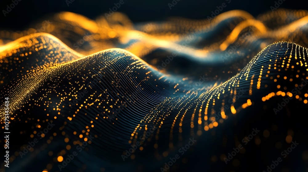 Aufkleber abstract waves of light and particles create a dynamic, futuristic landscape.
