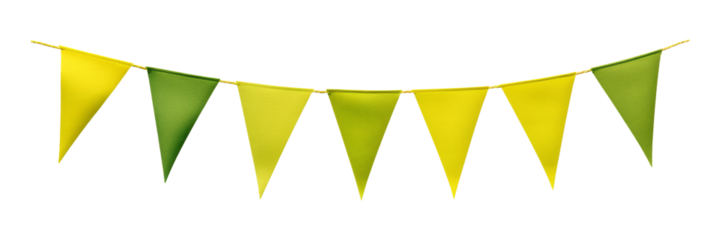 green and yellow bunting banner isolated on transparent background cutout