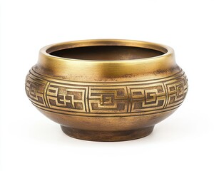 Decorative bronze bowl with intricate patterns and a smooth finish.