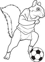 Fototapeta premium Squirrel Soccer player Soccer Animal Vector Graphic Art Illustration