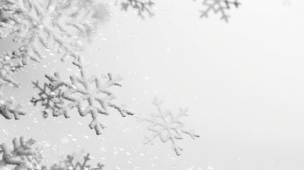 Obraz premium A snowy winter background with white snowflakes falling, isolated on white