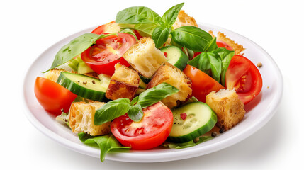 Panzanella Salad with Heirloom Tomatoes, Cucumber, and Fresh Basil