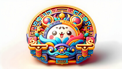 Fototapeta premium 3D Macro Close up Seollal Lunar Calendar Concept | Traditional Korean Lunar Calendar | Intricate Designs Cultural Heritage | Vibrant Colors Time Honored Traditions | Ample Copy Space | 3D Icon Isolate