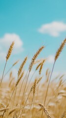 Fototapeta premium Golden Wheat Field Under a Blue Sky