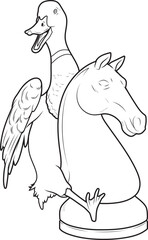 Duck Chess piece Knight Chess Animal Vector Graphic Art Illustration