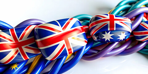 Soft Abstract Australia Day Unity Concept, Digital Art Background with Intertwined Australian Symbols, Vibrant Colors, National Unity Celebration, Abundant Copy Space for Creative Use