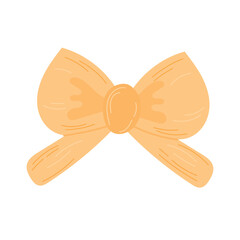 One vector element is a yellow bow.Various hand-painted gift decorations on a white background. Silhouette of a satin gift bow