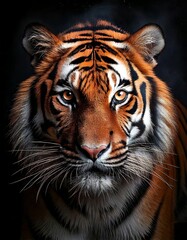 Fototapeta premium Tiger's face stared ahead.