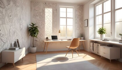 Photo interior modern design room 3d illustration