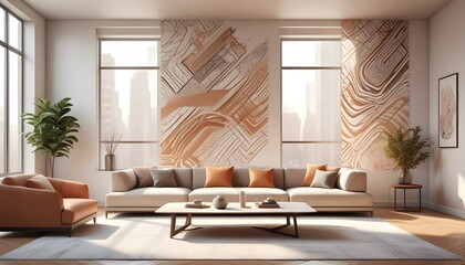 Photo interior modern design room 3d illustration