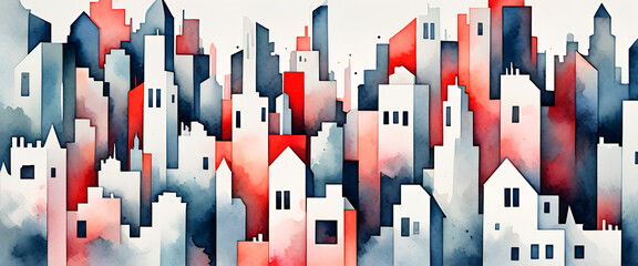 illustrazione sfondo con elementi di architettura urbana a tema geometrico surreale