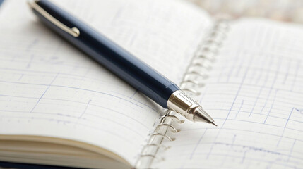 Close shot of a journal open to a fitness or meal planning page, with pen and notes on healthy goals.