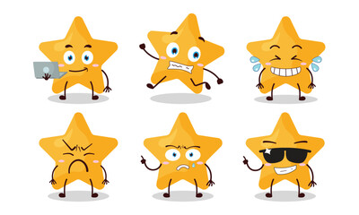 funny star character with many pose activity design illustration