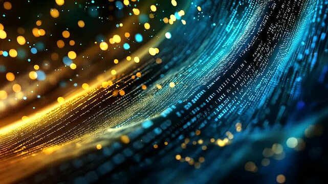 Binary Code Data Flow in Warm and Cool Color Gradients