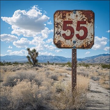 55 mph Speed Limit signboard