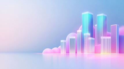 Aerial view of a futuristic cityscape with towering skyscrapers and glowing lights