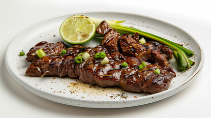 Grilled Arrachera Steak with Green Onions and Lime