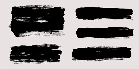 Brush strokes vector. Painted line and rectangle banner collection. Long and wide grunge background. Grain texture design elements
