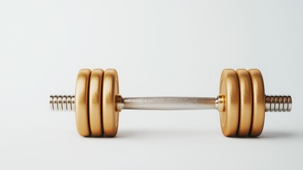 Fototapeta premium A symbolic dumbbell with a wooden finish, representing fitness, strength training, and healthy lifestyle choices.