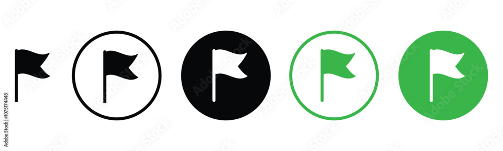 Poster flag icon set. start and finish symbols. map marks for gps point. flags different shape, isolated. l