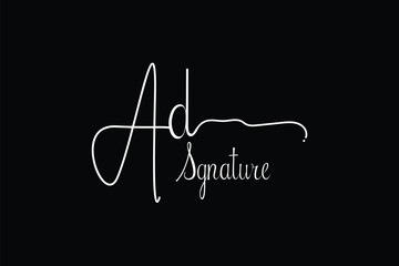 Ad Handwriting signature logo. Ad Hand drawn Calligraphy lettering Vector. Ad letter real estate, beauty, photography letter logo design,