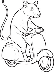 Rat Scooter Animal Vector Graphic Art Illustration