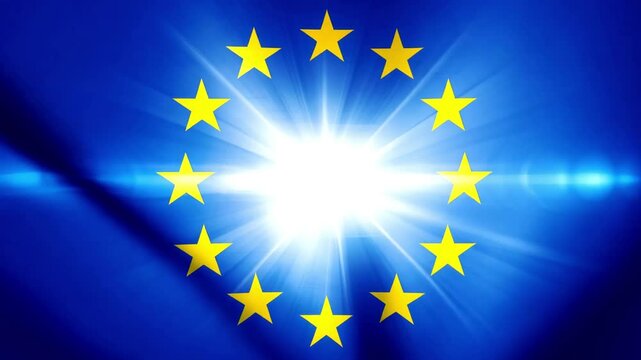 EU flag - European Union. National 3d Europe flag waving. Flag of Europe footage video waving in wind. The European flag 4K animation