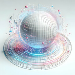 Obraz premium 3D Plain White Background with Holographic Digital Padlock, Minimalist Design for Business Security, Leadership Responsibility, Ample Copy Space for Financial Ads, Versatile Marketing Solution