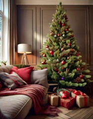 Christmas decorated home interior 
