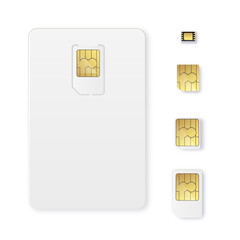 Sim card object realistic icon vector. Simcard isolated 3d design gsm.