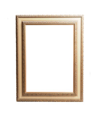 Old golden vintage photo frame on a transparent background
