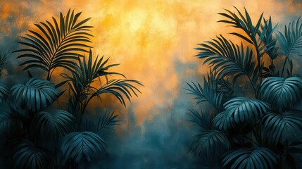 Naklejka premium shadow patterns of palm leaves gracefully cut out against a soft, light background, creating a play of light and dark, evoking a sense of tropical tranquility