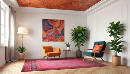 Photo interior modern design room 3d illustration