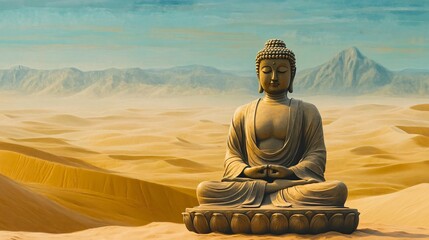 Fototapeta premium Buddha Statue in Desert Landscape
