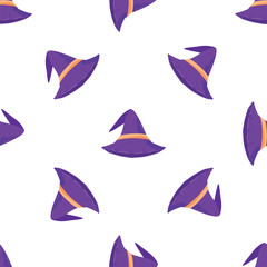 Seamless pattern with purple witch hats, creating a festive atmosphere for halloween celebrations