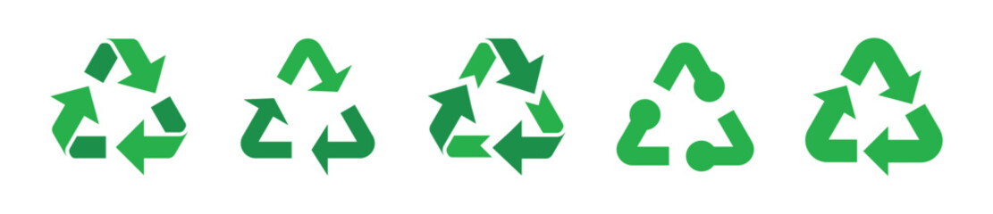 Recycle eco green icon set. Recycle green color symbol set - Vector.
