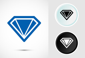 Diamond icon button design illustration. Jewel and gem icon