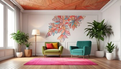 Photo interior modern design room 3d illustration