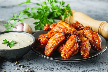 Spicy Buffalo Wings with BBQ Sauce, Crispy Grilled Chicken Appetizer, Perfect for Dinner or Snack