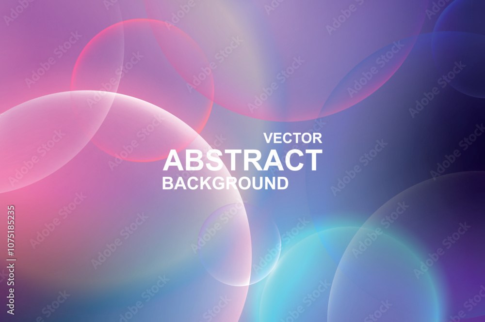 Fototapete Abstract background with soft and light colors transparent spheres in dynamic motion effect. Dreamy fantasy wallpaper with light pink, purple and blue balls floating and flying. Vector illustration