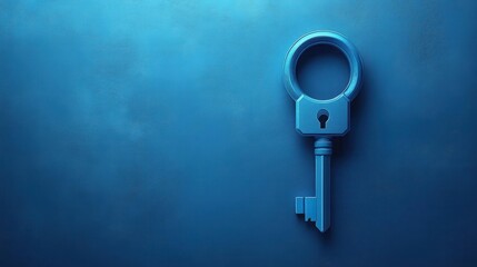 sleek blue background featuring an illustrated lock and key icon in the bottom right corner, symbolizing security and protection. the minimalistic style conveys a modern approach to safety and trust