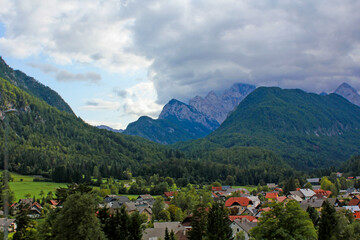 Slovenia Triglav park nature mountains landscape summer spring forest sky with clouds