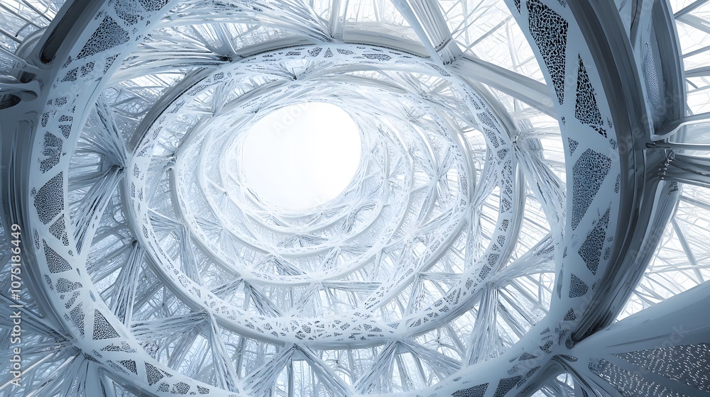 Poster An abstract futuristic dome filled with pulsing lights and intricate, transparent layers, creating a sense of mystery and complexity within a digital space. No text, no logo, wide angle shot, 4k