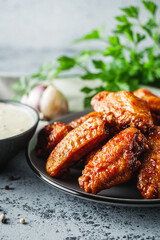 Spicy Buffalo Wings with BBQ Sauce, Crispy Grilled Chicken Appetizer, Perfect for Dinner or Snack